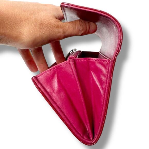 Chanel Matelasse Long Wallet in a Raspberry Red Bordeaux Patent Leather - Picture 8 of 12